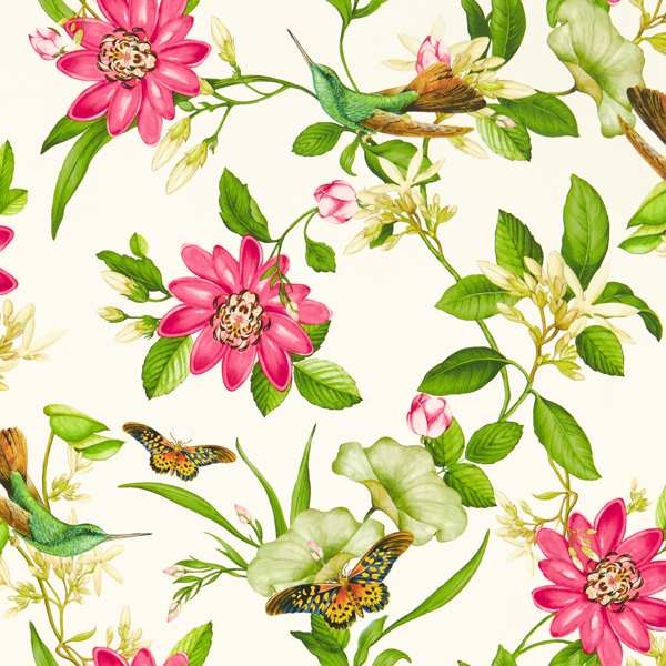 Clarke & Clarke Pink Lotus Wallpaper in Ivory