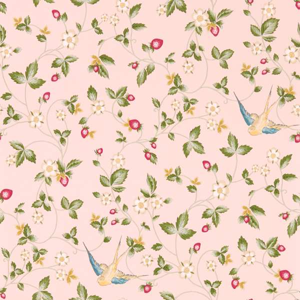 Clarke & Clarke Wild Strawberry Wallpaper in Blush Clarke & Clarke Wild Strawberry Wallpaper in Blush