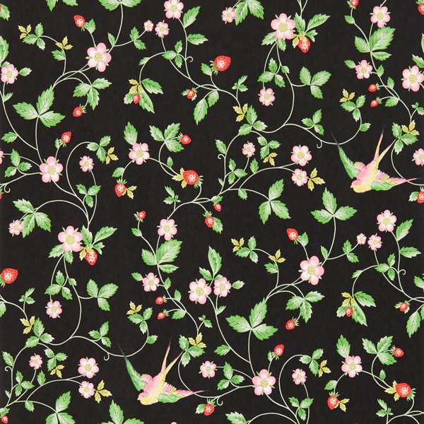 Clarke & Clarke Wild Strawberry Wallpaper in Noir