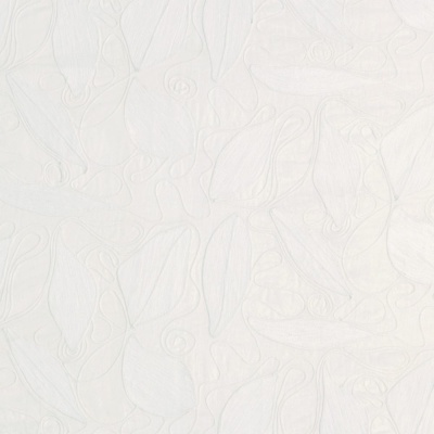 Veronique de Soultrait Foliage Indoor Embroidered Fabric in Ecru