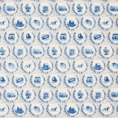 Christopher Farr Set The Scene Linen in Royal Blue