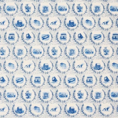 Christopher Farr Set The Scene Linen in Royal Blue