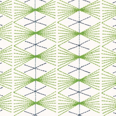 Veronique de Soultrait Mikado Indoor Embroidered Fabric in Green