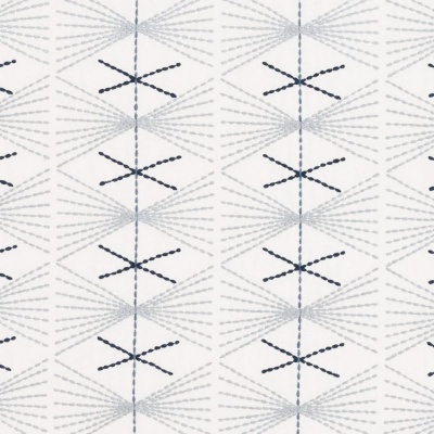 Veronique de Soultrait Mikado Indoor Embroidered Fabric in Pale Blue