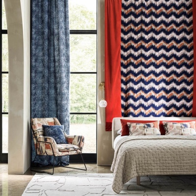 Clarke & Clarke Sagoma Velvet Embroidery in Denim