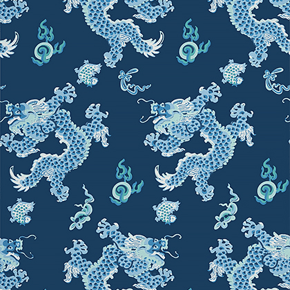 Anna French Dragon Dance Wallpaper in Navy