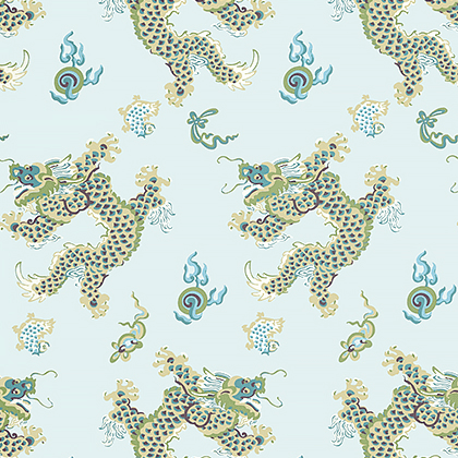 Anna French Dragon Dance Wallpaper in Spa Blue