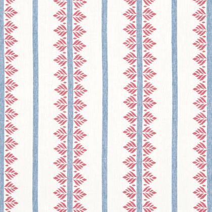 Anna French Fern Stripe Linen in Red and Blue