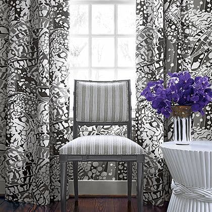 Anna French Reed Stripe Fabric in Black