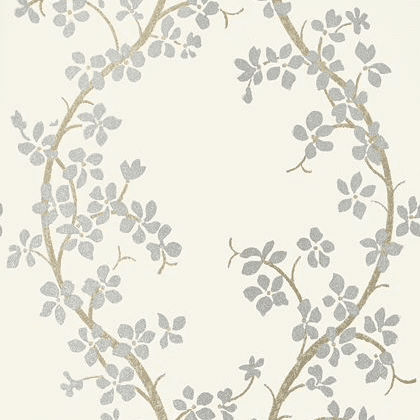 Anna French St Albans Grove Wallpaper in Silver on Cream