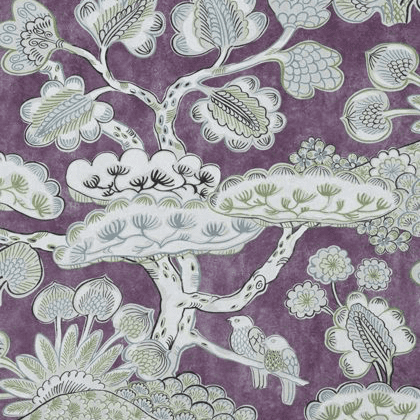 Anna French Tree House Cotton in Eggplant
