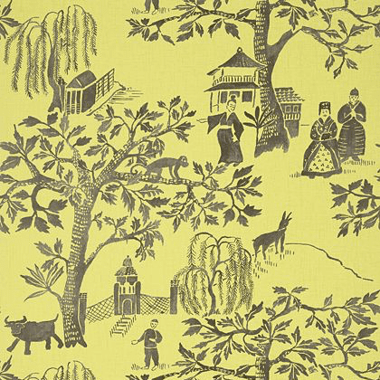 Anna French Willow Wood Wallpaper in Citron