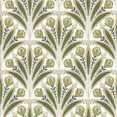 Clarke & Clarke Attingham Wallpaper in Sage/ Blush