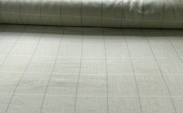 Blue and White  Check  Linen  Fabric