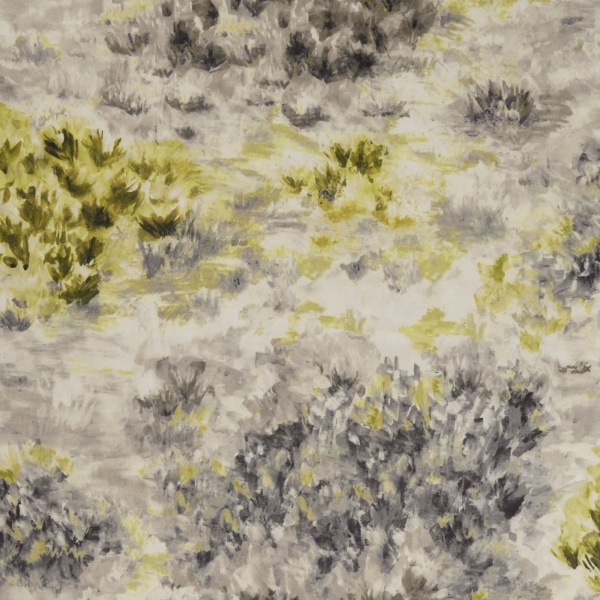 Clarke and Clarke Fiore Fabric in Charcoal/Chartreuse