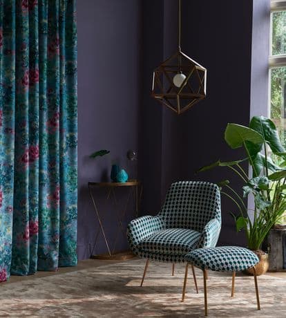 Clarke and Clarke Fiore Fabric in Mineral