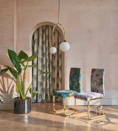 Clarke and Clarke Fiore Fabric in Mineral