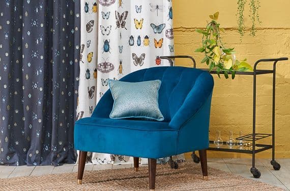Clarke and Clarke Isla in Teal/Gold