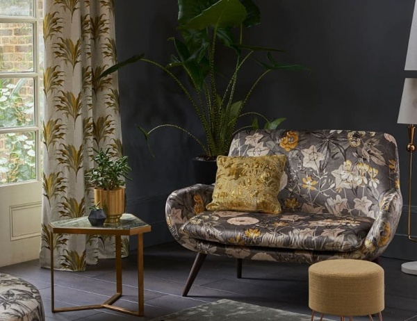 Clarke and Clarke Kauai  Fabric in Charcoal