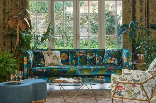 Clarke and Clarke Kauai  Fabric in Charcoal