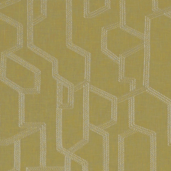 Clarke and Clarke Labyrinth  Fabric in Citron