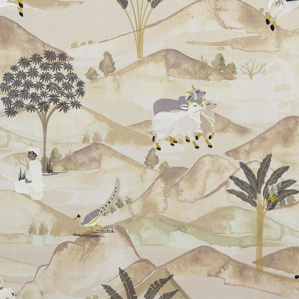 Clarke and Clarke Sahara Fabric in Charcoal/ Ochre