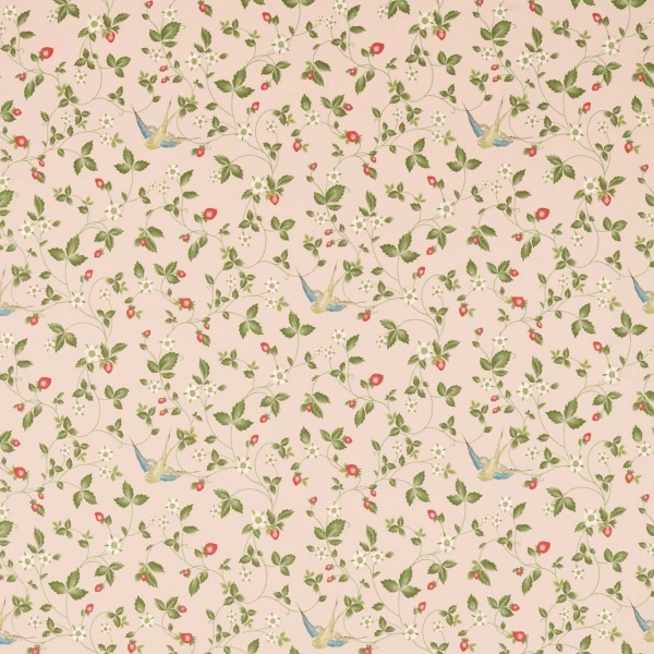 Clarke and Clarke Wild Strawberry Fabric in Blush