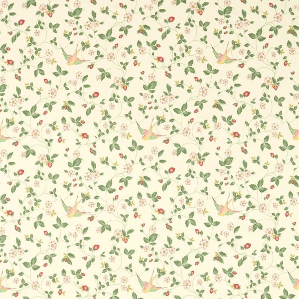 Clarke and Clarke Wild Strawberry Fabric in Ivory