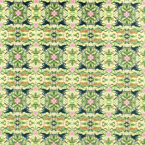 Clarke and Clarke Wonderlust Tea Story Velvet in Citron