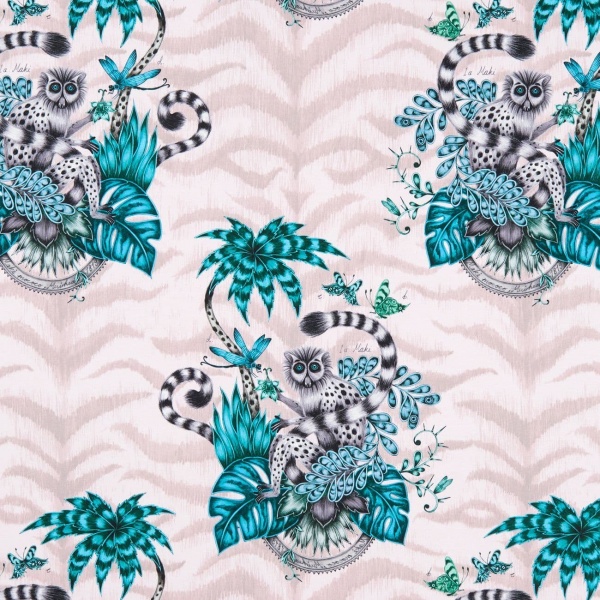 Emma Shipley Lemur Wallpaper in Pink