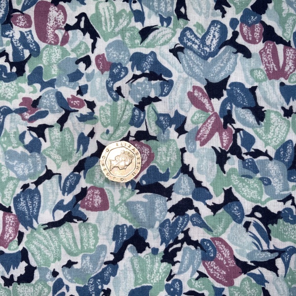 Genuine 1920's Vintage Blue Floral Dress Fabric