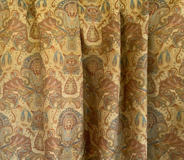 Gorgeous Gold & Aqua Paisley Jacquard  Fabric  2 mts