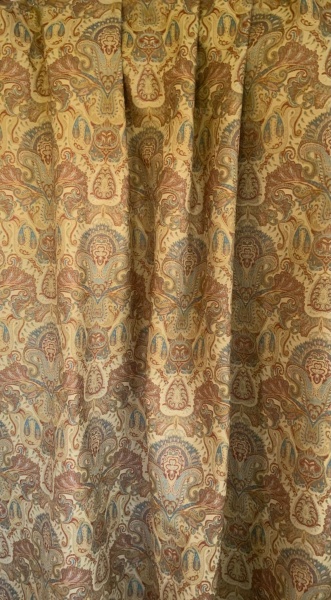 Gorgeous Gold & Aqua Paisley Jacquard  Fabric  2 mts