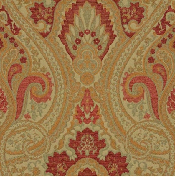 Jim Dickens Olympos Persia Fabric in Apple Red. 0.9  metres