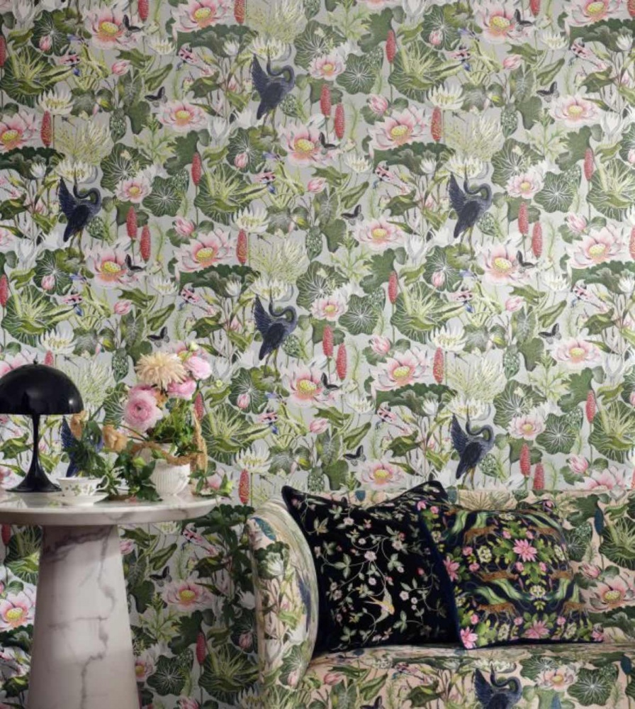 Clarke & Clarke Waterlily Wallpaper in Ivory