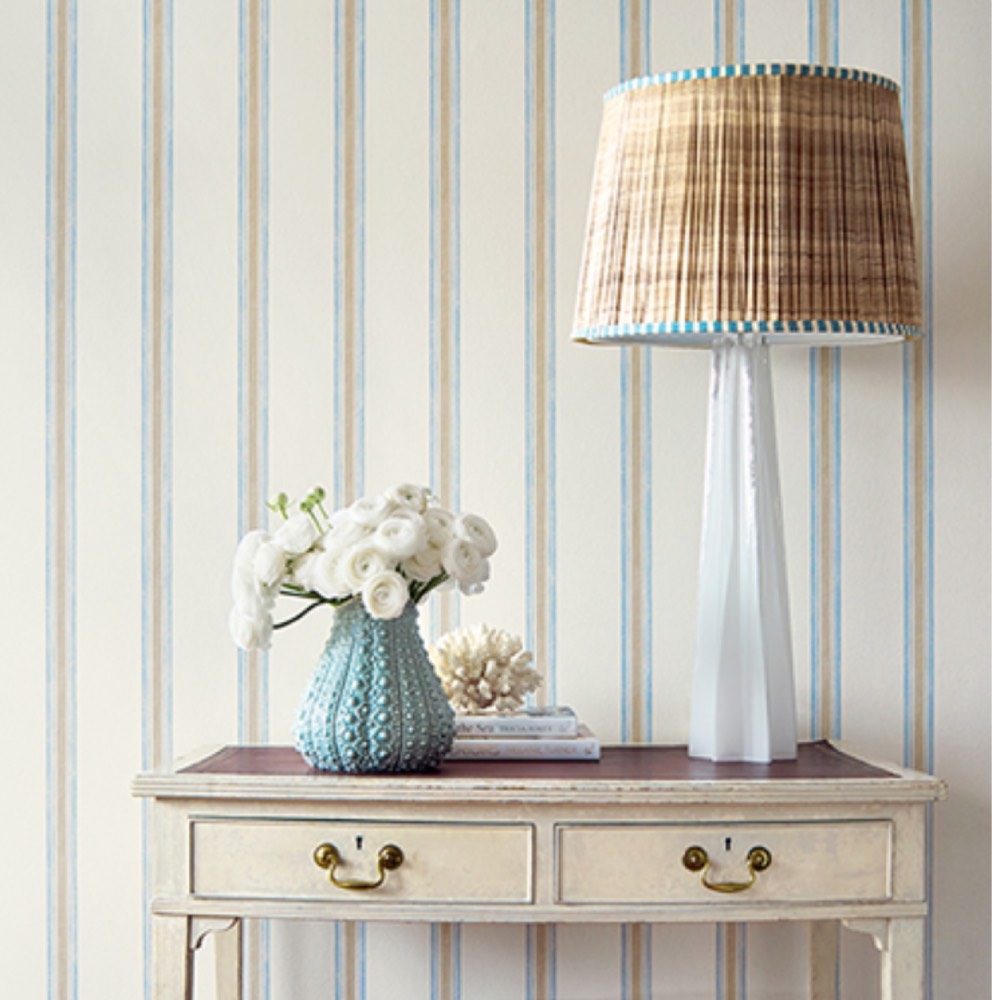 Anna French Beckley Stripe Wallpaper in Blue