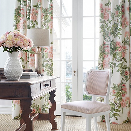 Anna French Camellia Garden Linen in Coral