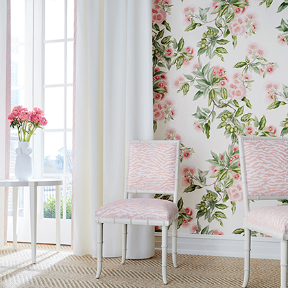 Anna French Camellia Garden Wallpaper in Coral