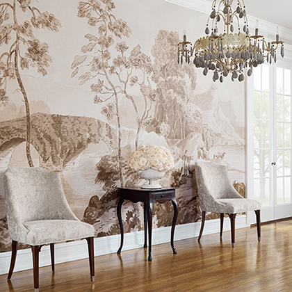 Anna French Savery Mural Wallpaper in Sepia