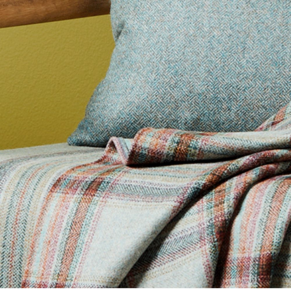 Moon Wentworth Check in Natural & Olive - norfolktextiles.co.uk