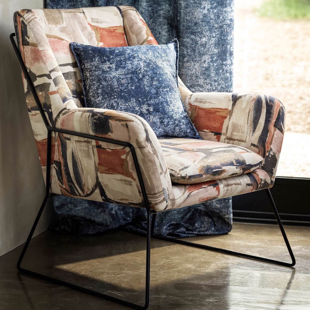 Clarke & Clarke Figura Fabric in Midnight & Spice