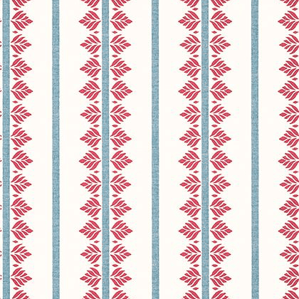 Anna French Fern Stripe Wallpaper in Red and Blue