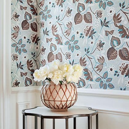 Anna French Indienne Hazel Wallpaper in Spa Blue