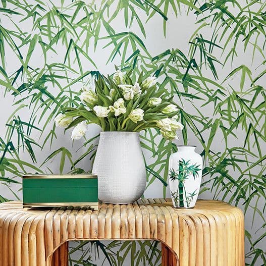 Anna French Kyoto Leaves Wallpaper in Emerald Green