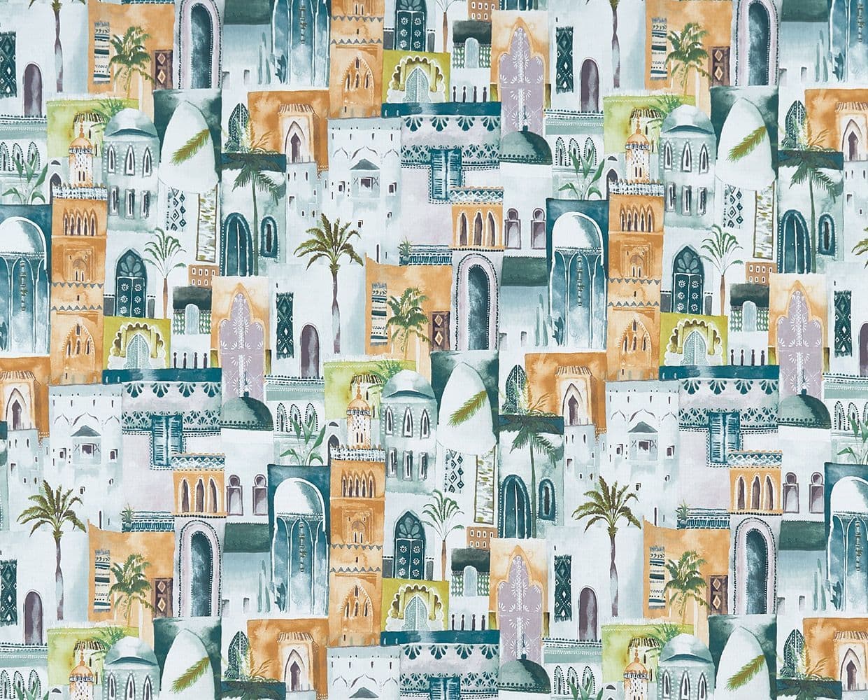 Clarke and Clarke  Marrakech Fabric in Charcoal/ Ochre