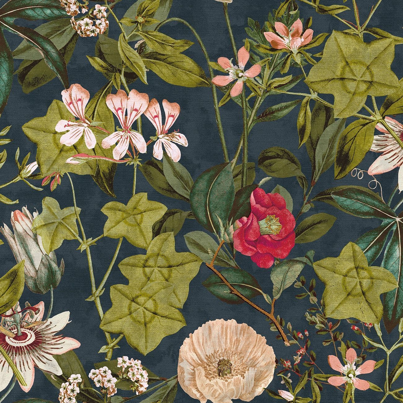 Clarke and Clarke Passiflora Fabric in Midnight & Spice