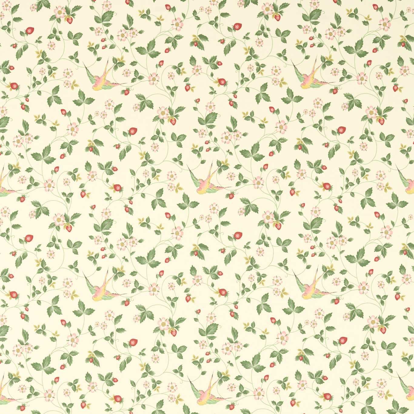 Clarke and Clarke Wild Strawberry Fabric in Ivory