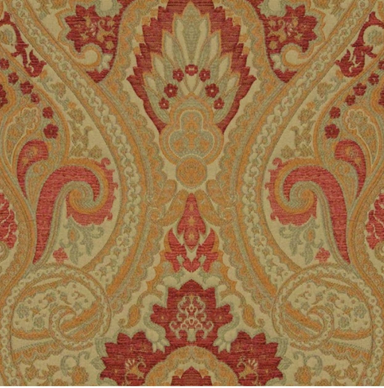 Jim Dickens Olympos Persia Fabric in Apple Red. 0.9  metres