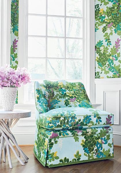 Thibaut Central Park Fabric in Blue and Green