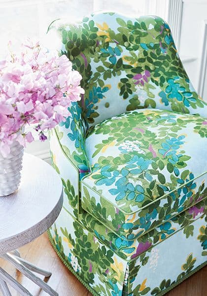 Thibaut Central Park Fabric in Navy and Pink